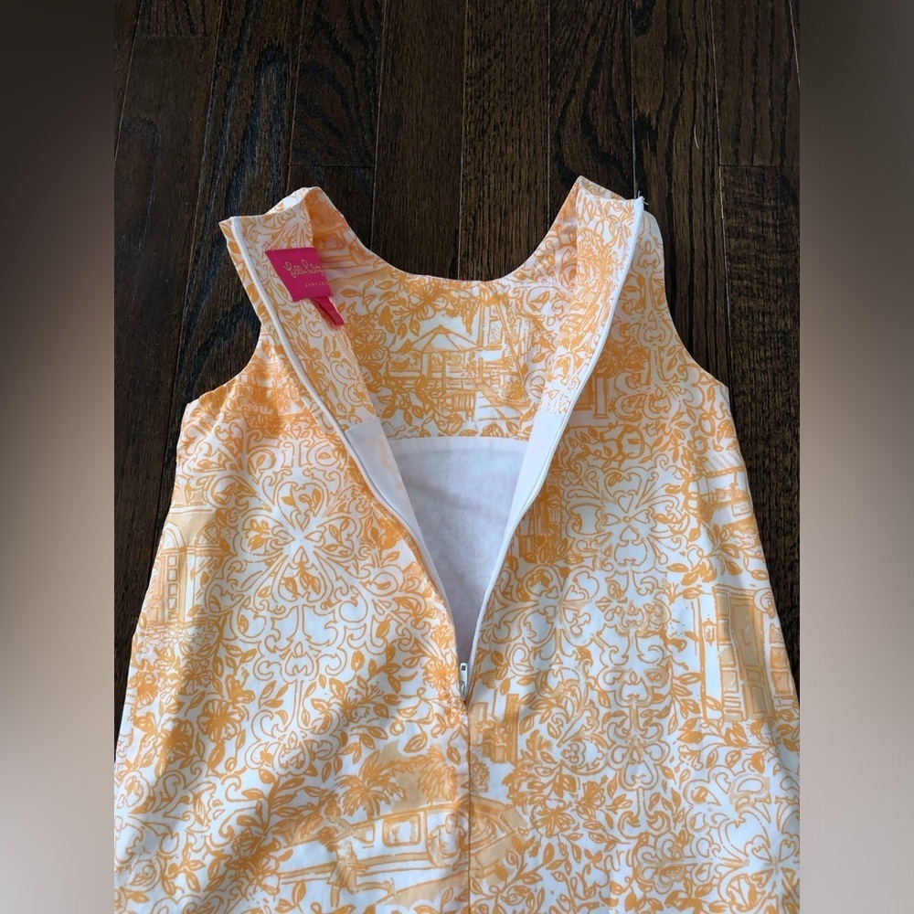 Lilly Pulitzer Jubilee Girls 6 RARE Orange/Pink Floral Toile Shift Dress - EUC! - Picture 10 of 12